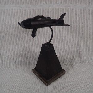Vintage Folk Art Metal Airplane Model Decorative Sculpture